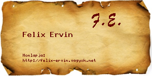 Felix Ervin névjegykártya
